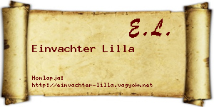 Einvachter Lilla névjegykártya